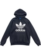 Felpa con cappuccio Adidas nera con logo Trefoil unisex M