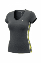 ADIDAS T-SHIRT CLIMALITE ΜΕ ΛΑΙΜΟΚΟΨΗ V ΛΟΓΟΤΥΠΟ ΓΚΡΙ/ΚΙΤΡΙΝΟ ΓΥΝΑΙΚΕΙΟ S