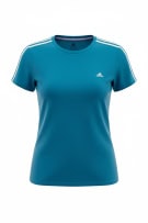 ADIDAS T-SHIRT WITH THREE STRIPES LOGO BLUE WOMEN'S L