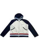 ADIDAS Felpa con cappuccio vintage con logo blu bianco da uomo S