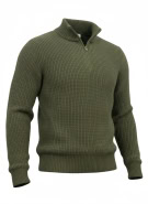 Aeropostale Maglione lavorato a maglia con collo alto con zip kaki da uomo L