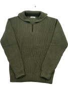 Aeropostale Maglione lavorato a maglia con collo alto con zip kaki da uomo L
