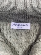 Aeropostale Maglione lavorato a maglia con collo alto con zip kaki da uomo L