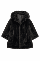 80s VINTAGE FUR COAT BLACK WOMEN PRE OWNED M/L