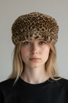 ALESSANDRA BACCI ΚΑΠΕΛΟ BERET FAUX FUR LEOPARD PRINT ΚΑΦΕ ΓΥΝΑΙΚΕΙΟ ONE SIZE