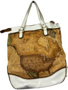 ALVIERO MARTINI 1A CLASSE TOTE BAG CLASSIC MAP PRINT BROWN WOMEN PRE OWNED