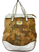 ALVIERO MARTINI 1A CLASSE TOTE BAG CLASSIC MAP PRINT BROWN WOMEN PRE OWNED