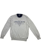 ARMANI JEANS Maglia casual in maglia con logo grigio/blu da uomo L