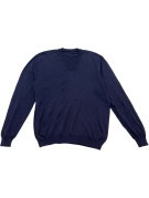 ARMANI V NECK KNIT SWEATER MINIMAL NAVY MEN PRE OWNED M