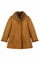 VINTAGE FUR COLLAR FAUX  COAT BROWN WOMEN PRE OWNED L