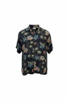 BATTCK BAY HAWAIIAN SHIRT TROPICAL BLACK MEN PRE OWNED L