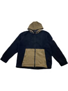 BEAR Fleece Zip Hoodie Casual Δίχρωμο Μαύρο-Χακί Ανδρικό XXL
