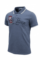 BELL’UOMO Polo Shirt Casual Logo Print Blue Men’s M
