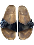 Birkenstock Madrid Black Patent Single Strap Sandals Unisex EU 40