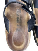 BIRKENSTOCK Leather Sandals Casual Logo Black Unisex Size 39