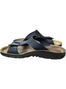 BIRKENSTOCK Leather Sandals Casual Logo Black Unisex Size 39