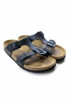 BIRKENSTOCK Leather Sandals Casual Logo Black Unisex Size 39