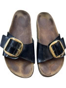 BIRKENSTOCK Σανδάλια Δερμάτινα Casual Με Λογότυπο Μαύρο Γυναικείο 44
