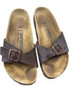 Birkenstock Slide Sandals Classic Buckle Leather Brown Unisex EU 36