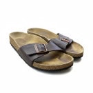 Birkenstock Slide Sandals Classic Buckle Leather Brown Unisex EU 36
