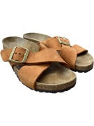 Birkenstock Σανδάλια Slide Classic Διπλό Λουράκι Δερμάτινα Καφέ Unisex EU 37
