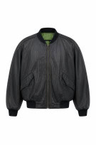 BOSS BOMBER LEATHER JACKET CLASSIC ΜΑΥΡΟ ΑΝΤΡΙΚΟ PRE OWNED L