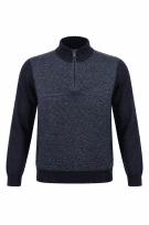 BUGATTI KNIT HALF ZIP PULLOVER BLUE MEN PRE OWNED S
