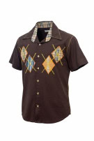 BURBERRY LONDON CAMICIA MANICHE CORTE RICAMATA MARRONE UOMO PRE OWNED M