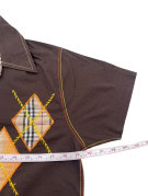 BURBERRY LONDON CAMICIA MANICHE CORTE RICAMATA MARRONE UOMO PRE OWNED M