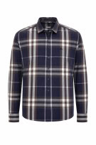 BURBERRY SHIRT CHECKED BLUE MENS PRE OWNED L