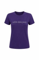 CALVIN KLEIN JEANS T SHIRT RHINESTONE PURPLE WOMEN PRE OWNED S
