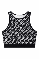 CALVIN KLEIN JEANS TOP LOGO PRINT NERO DONNA PRE OWNED XS