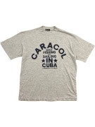 CARACOL T-SHIRT VINTAGE "CARIBBEAN CLASSIC" CUBA PRINT ΓΚΡΙ MELANGE UNISEX L/XL