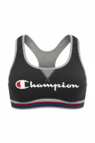 CHAMPION SPORTS BRA RACERBACK LOGO GREY/BLACK WOMEN'S S