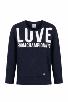 CHAMPION HOODIE GRAPHIC NAVY WOMEN PRE OWNED S