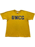 CHAMPION Μπλουζάκι T-Shirt Vintage Μεγάλο Λογότυπο 'UNCG' Κίτρινο Μουσταρδί UNISEX L