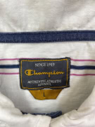 CHAMPION POLO SHIRT VINTAGE ΡΙΓΕ ΜΕ ΛΟΓΟΤΥΠΟ ΛΕΥΚΟ-ΜΠΛΕ ΑΝΔΡΙΚΟ L
