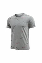 CHAMPION T-SHIRT ALL OVER PRINT LOGO ΓΚΡΙ UNISEX XL