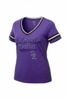 Colorado Rockies Purple V-Neck T-Shirt with Print
