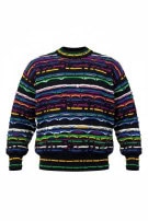 CONTE OF FLORENCE MAGLIONE IN MAGLIA VINTAGE NERO MULTICOLORE UOMO PRE OWNED L