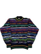 CONTE OF FLORENCE MAGLIONE IN MAGLIA VINTAGE NERO MULTICOLORE UOMO PRE OWNED L