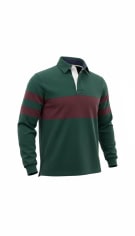 Crew Clothing Company Μπλούζα Polo Rugby Casual Ριγέ Πράσινο Μπορντό Ανδρική L