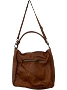 Δερμάτινη Shoulder Bag σε Ταμπά με Διακοσμητική Ραφή