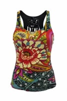 DESIGUAL Αμάνικη Μπλούζα (Tank Top) Boho Floral Πολύχρωμη Γυναικεία Small