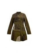 Desigual Deluxe Wear Παλτό Vintage Patchwork Λογότυπο Χακί Γυναικείο M