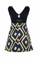 DESIGUAL DRESS GRAPHIC BLACK BEIGE ΜΙΚΤΟ ΓΥΝΑΙΚΕΙΟ PRE OWNED L