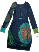 DESIGUAL Φόρεμα Midi Boho Logo Print Μπλε Σκούρο Γυναικείο S