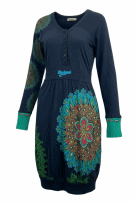 DESIGUAL Φόρεμα Midi Boho Logo Print Μπλε Σκούρο Γυναικείο S