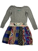 DESIGUAL Φόρεμα Mini Πλεκτό & Patchwork Γκρι Πολύχρωμο Γυναικείο L (40)