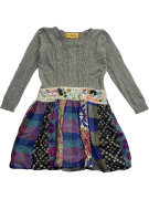 DESIGUAL Φόρεμα Mini Πλεκτό & Patchwork Γκρι Πολύχρωμο Γυναικείο L (40)